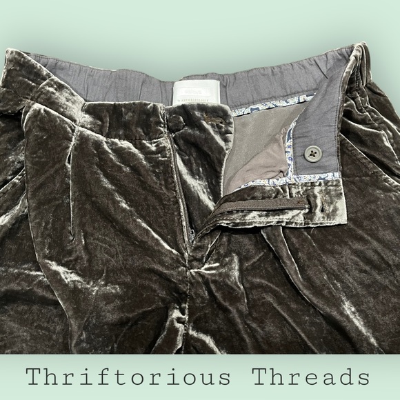Anthropologie ETT:TWA Cropped Cuffed Velour Pants - Picture 3 of 8